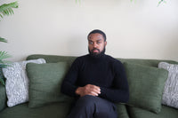 Men's 90% Merino Wool 10% Cashmere  Black Turtleneck Sweater Athletic Fit Tall Size